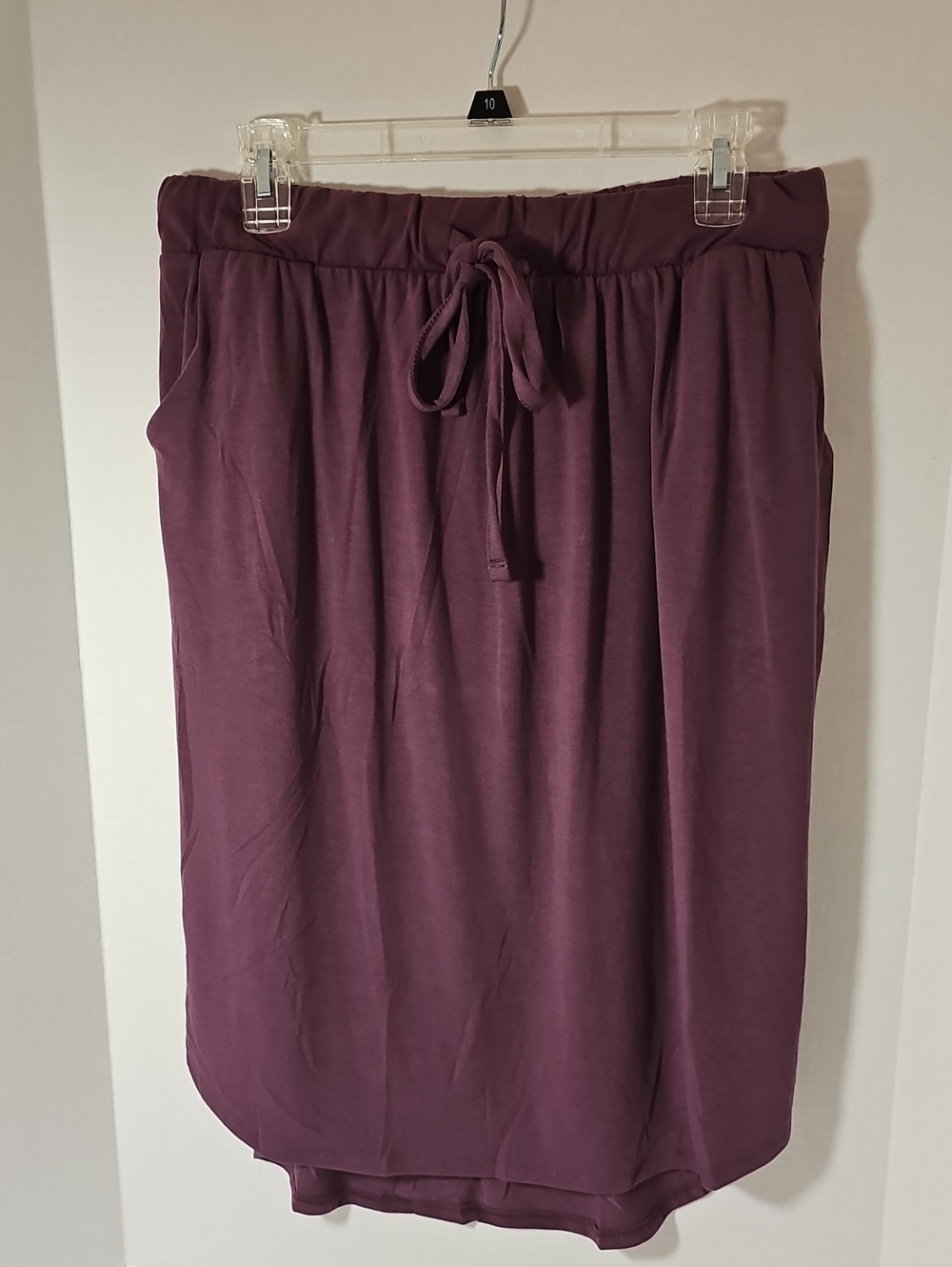 Zenana Outfitters Plum High-Low Midi Skirt with Drawstring
